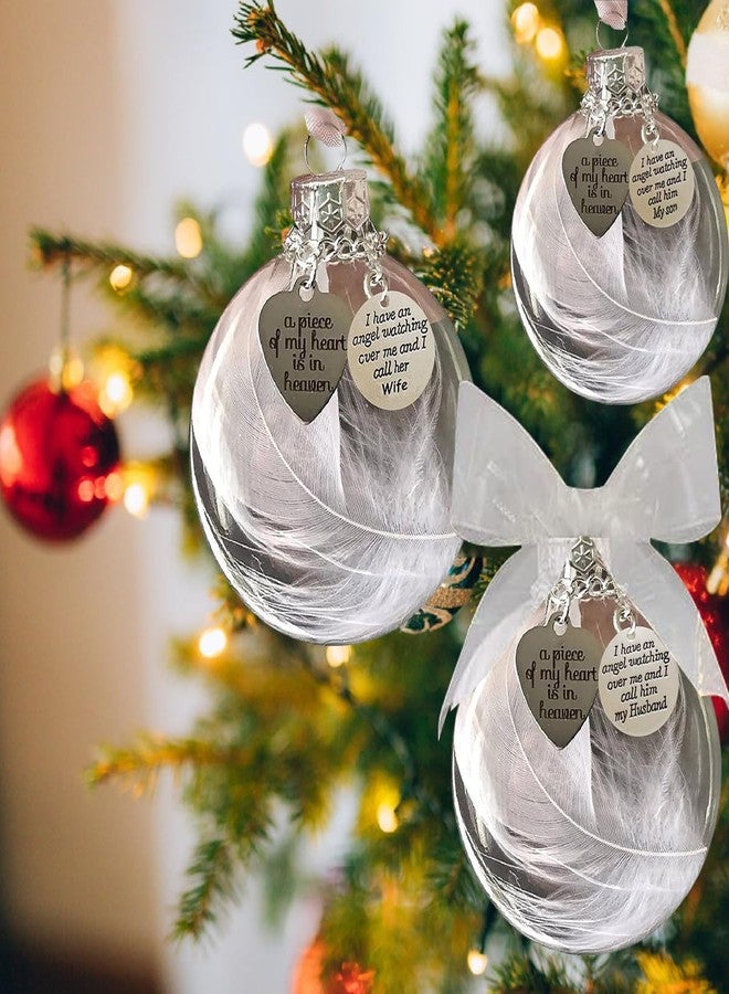 RchSLK Dad Memorial Ornaments Christmas Clear Feather Ball - A Piece of My Heart is in Heaven, Sympathy Gift for Loss of Loved One (Dad) - Image 5